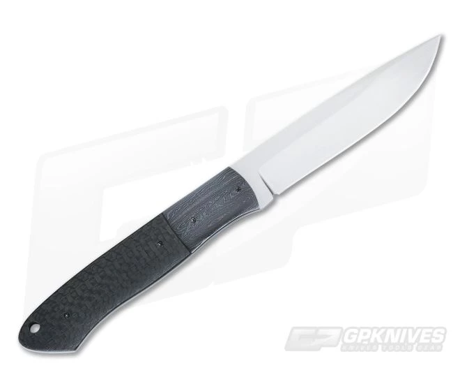 Aaron Frederick 3PS Medium Fixed Blade Damascus Bolster and LS Carbon Fiber - Image 3