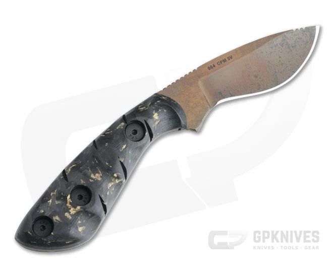 Dawson Knives Pequeno Arizona Copper 3V Copper Shred Carbon Fiber Fixed Blade - Image 3