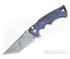 Brian Tighe 4" Tighe Fighter Splatter Ti Damasteel Tanto Point