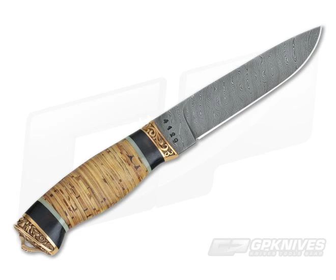 Olamic Cutlery Suna Birch Series Damascus Drop Point - Image 3