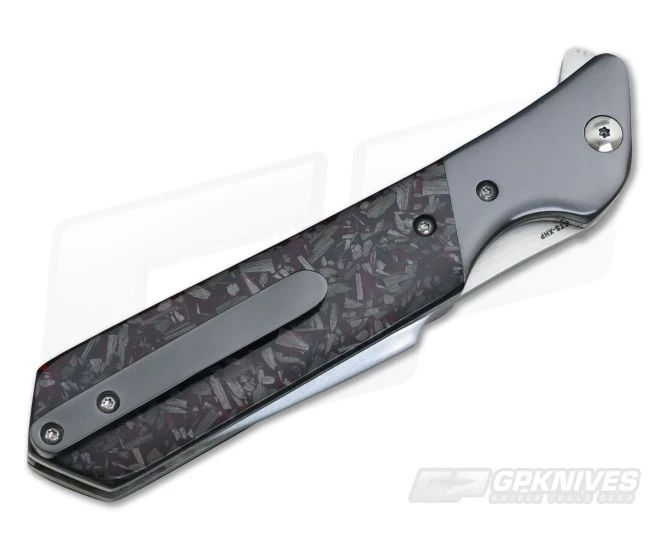Olamic Cutlery Rainmaker Red Shred Carbon Fiber with Zirconium Bolsters - Image 2