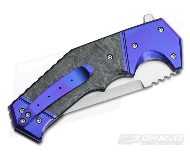 Randy Doucette Warmonger Polished Blue Titanium Bolsters Satin S35VN - Image 2