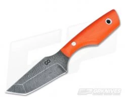 Olamic Cutlery Tanto Neck Knife Orange G10 with Leather Sheath