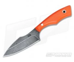 Olamic Cutlery Spear Point Neck Knife Orange G10 with Leather Sheath #1