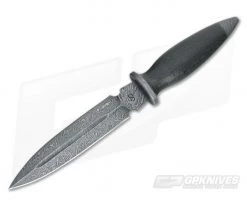 Olamic Cutlery Fixed Blade Dagger Carbon Fiber and Damascus