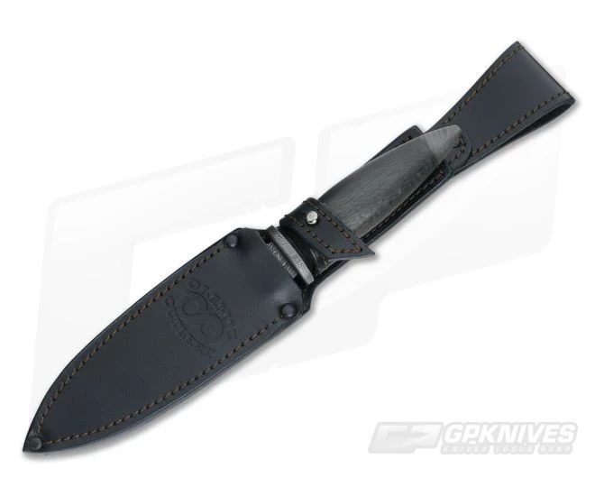 Olamic Cutlery Fixed Blade Dagger Carbon Fiber and Damascus - Image 2