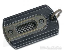 Serge Panchenko Antiqued Aluminum and Brass Dog Tag Pendant