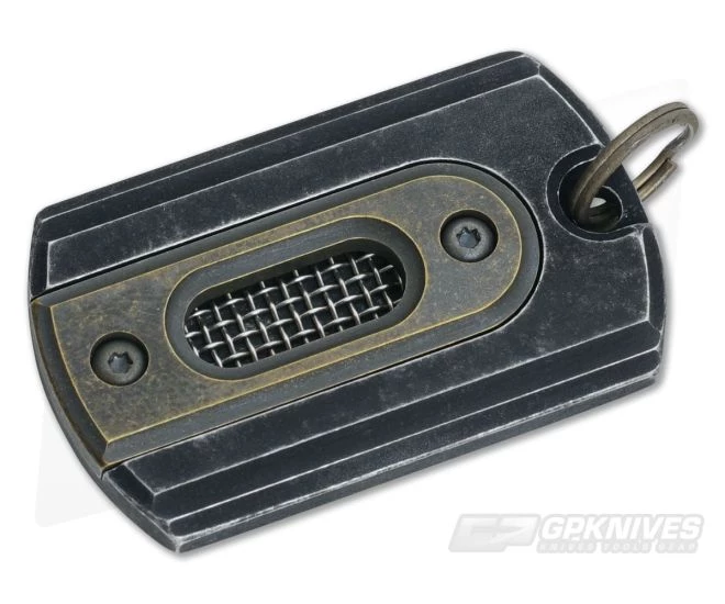 Serge Panchenko Antiqued Aluminum and Brass Dog Tag Pendant