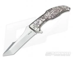 Alan Folts Kraken Heiro Carved Titanium CPM 154 Flipper