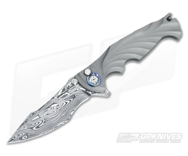 Brian Tighe Custom Tighe Breaker Damasteel Recurve Integral Titanium Flipper