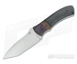 Aaron Frederick Custom Fixed Blade with Damascus Bolster and Carbon Fiber