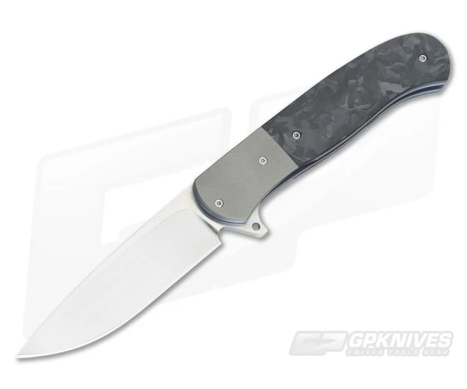 Burger Custom Atlas Plus Zirconium Marbled Carbon Fiber M390 Flipper