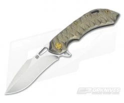 Olamic Cutlery Wayfarer 247H Scalloped Bronze Stonewash Harpoon Satin M390 Flipper