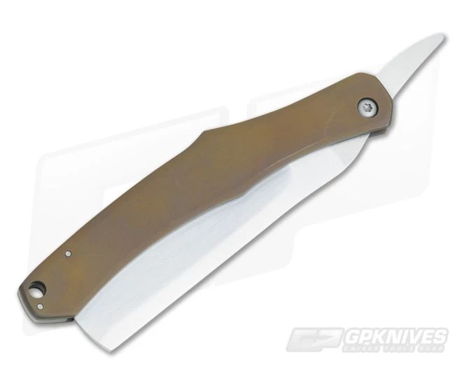 Smith Frederick Custom Straight Razor Bronze Titanium Satin Blade - Image 2