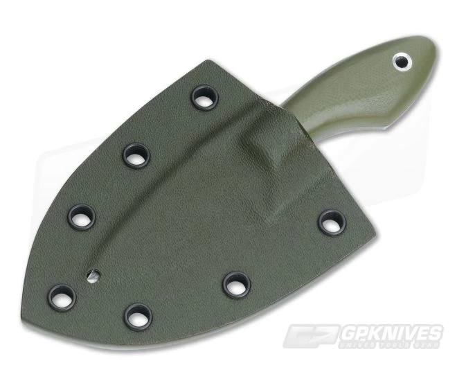Olamic Cutlery Spear Point Neck Knife Green G10 with Kydex Sheath - Image 2