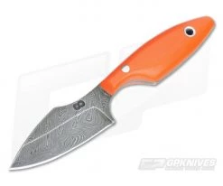 Olamic Cutlery Spear Point Neck Knife Orange G10 with Leather Sheath #2