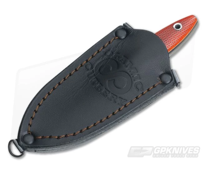Olamic Cutlery Spear Point Neck Knife Orange CTek with Leather Sheath - Image 2