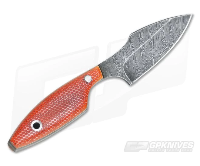 Olamic Cutlery Spear Point Neck Knife Orange CTek with Leather Sheath - Image 3