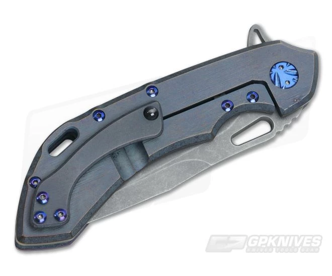 Olamic Cutlery Wayfarer 247 Kinetic Sky Stonewashed M390 Flipper - Image 2