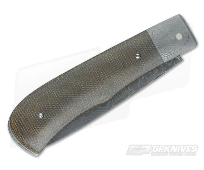 Chuck Hawes Custom Remington Folder Green Micarta and Damascus - Image 2