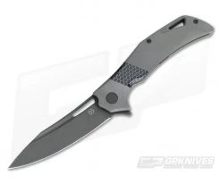 Olamic Cutlery Swish Flipper Darkblast Titanium C-Tek Inlay PVD Elmax