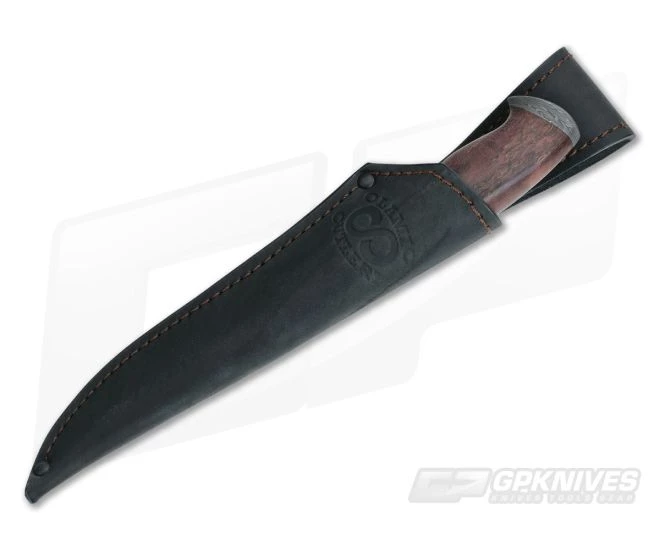 Olamic Cutlery Suna Karelian Birch Burl and Saturn's Rings Damascus - Image 2