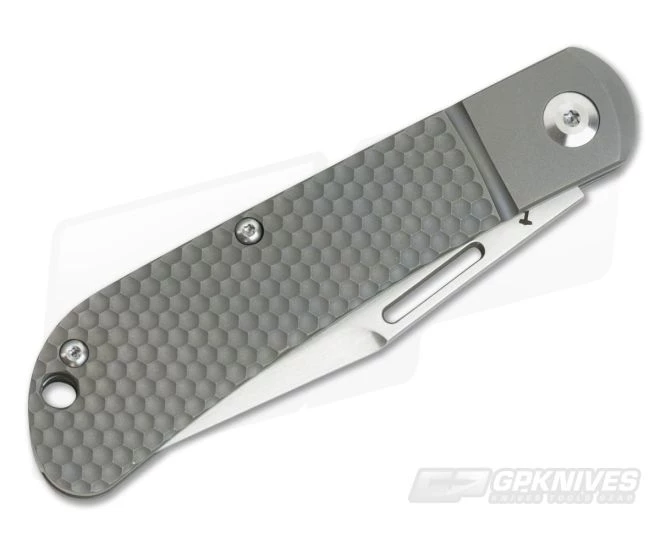 JE Made Slipjoint Hand Satin S35VN Bead Blast Honeycomb Titanium - Image 2
