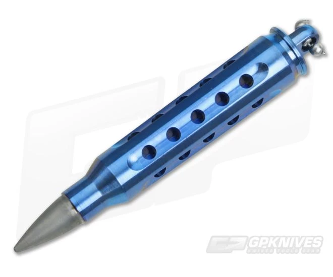 Steve Kelly .223 Bullet Dangler Titanium Key Chain Blue w/ Gun Metal 3604