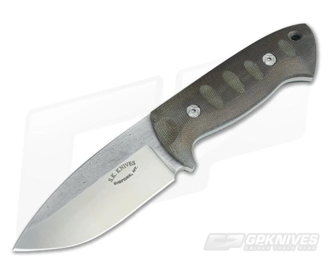 Steve Kelly S.K. Knives Custom Bushman S30V Fixed Blade Green Canvas Micarta