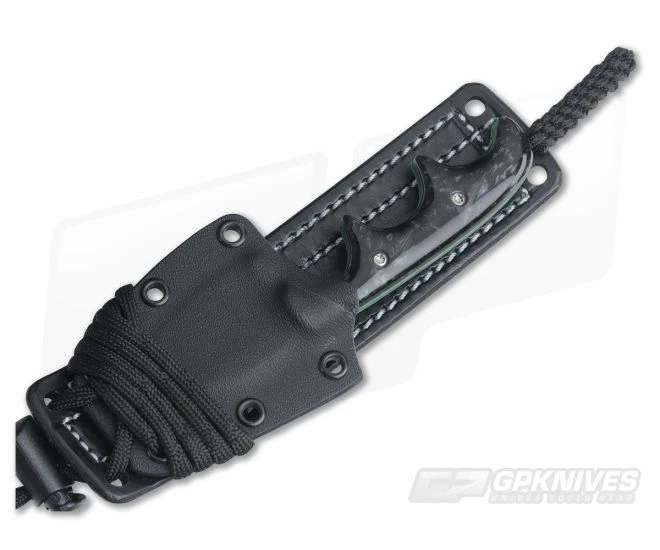 Alan Folts Custom Minimalist Bowie Neck Knife Black Pearl Kirinite Reptilian Damascus - Image 2