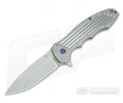 CJ Smith Custom Alpha Titanium Frame Lock Flipper Blue Hardware Tumbled CPM-154