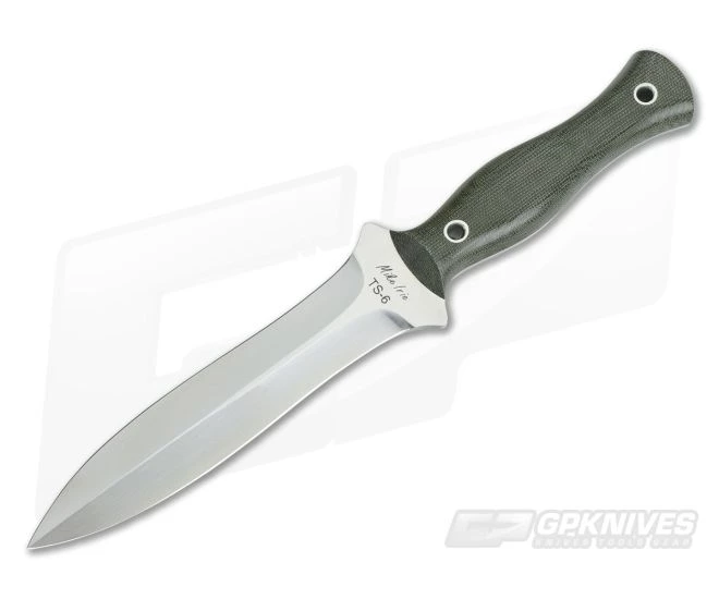 Mike Irie TS-6 Dagger Green Canvas Micarta CPM-154 Fixed Blade