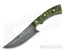 Olamic Cutlery Nero Green Karelian Birch HCVD Damascus Persian