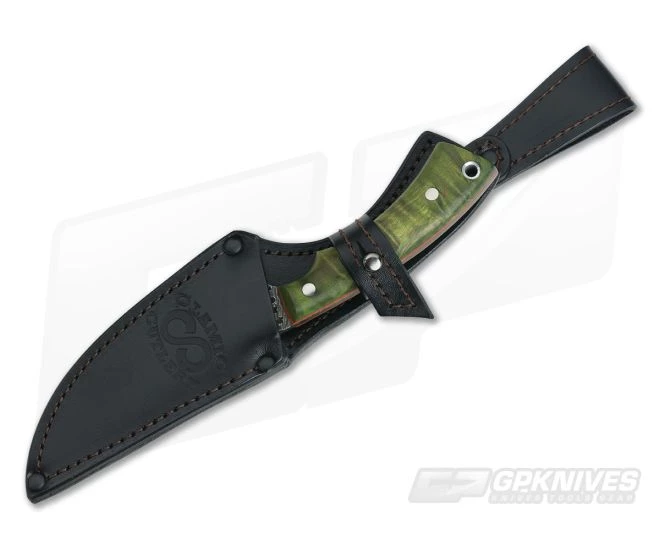Olamic Cutlery Nero Green Karelian Birch HCVD Damascus Persian - Image 2