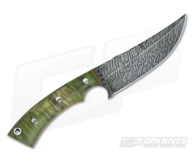 Olamic Cutlery Nero Green Karelian Birch HCVD Damascus Persian - Image 3
