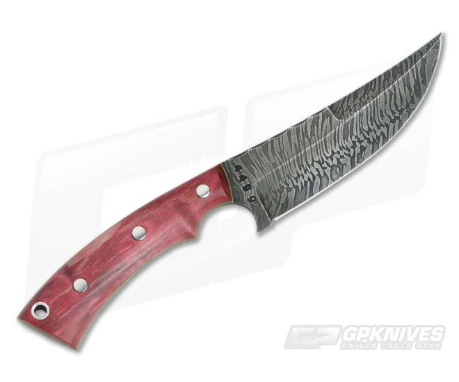 Olamic Cutlery Nero Red Karelian Birch HCVD Damascus Persian - Image 3