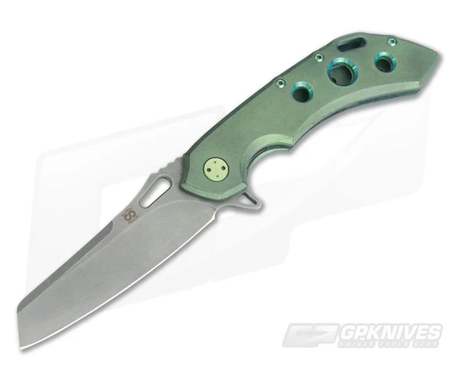 Olamic Cutlery Wayfarer 247S Kinetic Rainforest Green 3-Hole Sheepscliffe Stonewash M390 Flipper