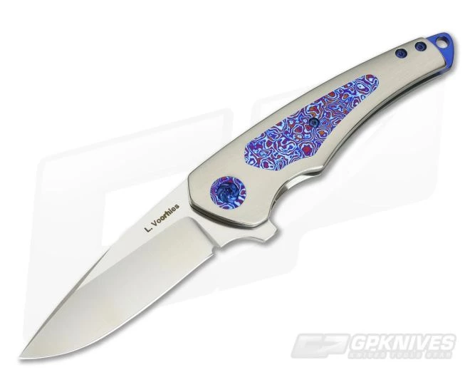 Les Voorhies Simplex Flipper Titanium Frame Lock Timascus Inlay CPM S35VN