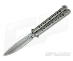 Craig Camerer Skeleton Balisong Tumbled Titanium W2 Spear Point with Hamon