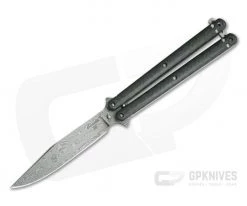 Craig Camerer Custom Balisong Clip Point Damascus Green Glow Carbon Fiber