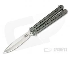 Craig Camerer Mid-Tech Skeleton Balisong Distressed Channel Titanium CPM-154 Spear Point