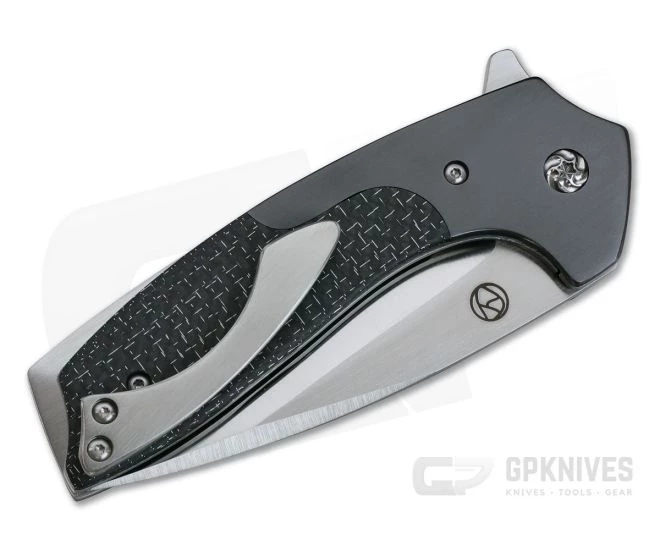 Les Voorhies Claymore Flipper Silver Lightening Strike Carbon Fiber S35VN 3930 - Image 2