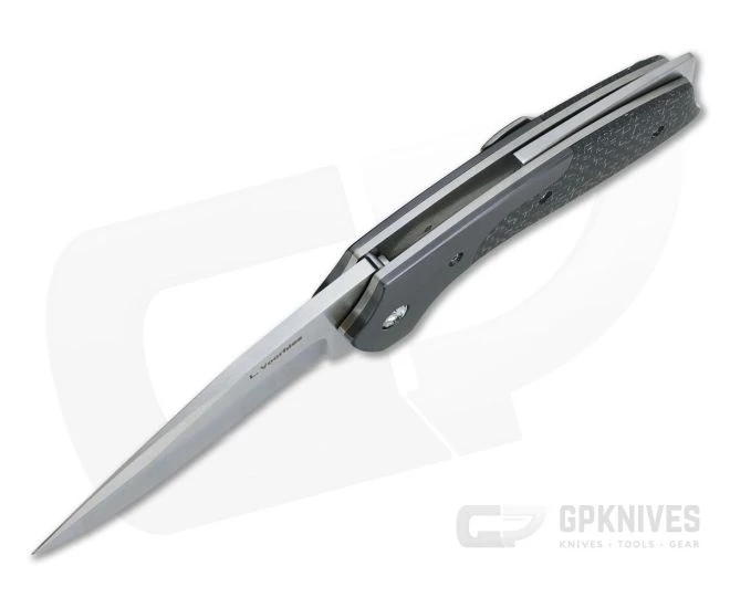 Les Voorhies Claymore Flipper Silver Lightening Strike Carbon Fiber S35VN 3930 - Image 3