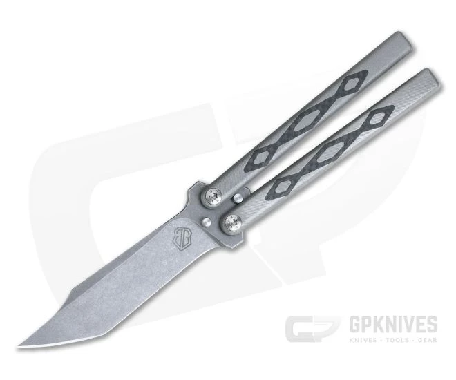 John Gray Custom Balisong 204P Tanto Bowie Carbon Fiber Inlaid Titanium