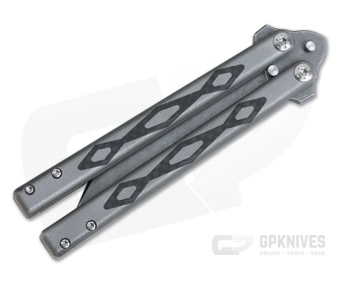John Gray Custom Balisong 204P Tanto Bowie Carbon Fiber Inlaid Titanium - Image 2