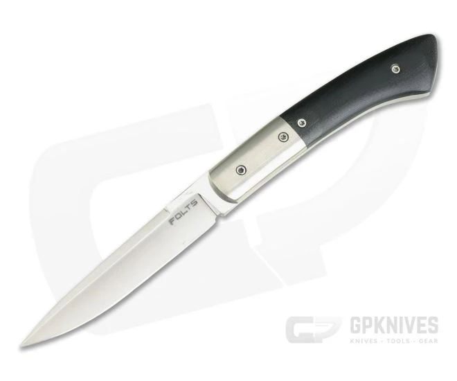 Alan Folts Custom Bird and Trout Polished ATS-34 Bolstered Black G10 Fixed Blade