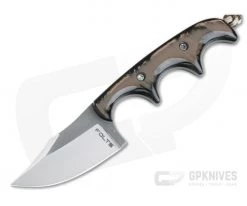 Alan Folts Custom Minimalist Bowie Neck Knife Two-tone CPM-154 Brown Kirinite Acrylic