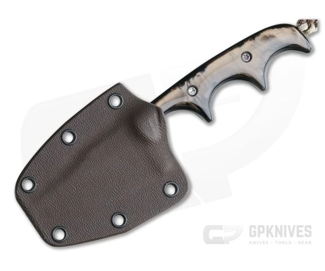Alan Folts Custom Minimalist Bowie Neck Knife Two-tone CPM-154 Brown Kirinite Acrylic - Image 2