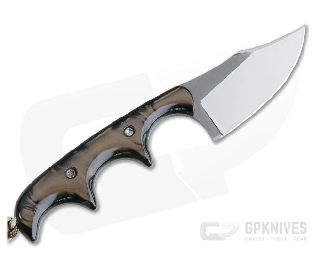 Alan Folts Custom Minimalist Bowie Neck Knife Two-tone CPM-154 Brown Kirinite Acrylic - Image 3