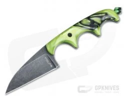 Alan Folts Custom Minimalist Wharncliffe Neck Knife Toxic Green Kirinite Black Washed CPM154